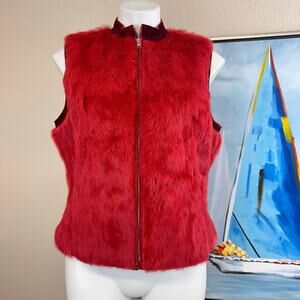 Vintage YVONNE LE MARIE red rabbit fur vest size 8